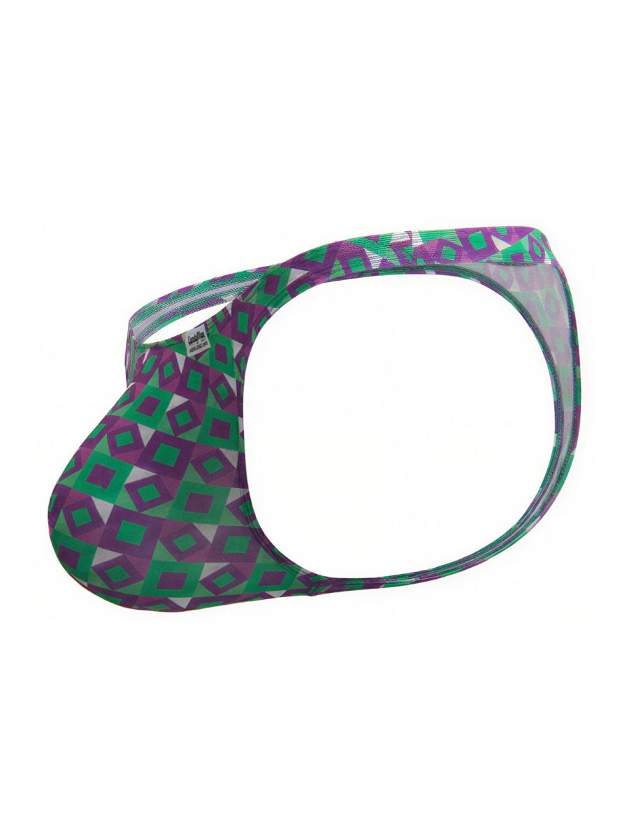Purple and green geometric-patterned mesh men’s briefs from candyman 99924 thongs color printed purple collection