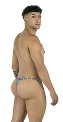 Purple and green patterned CandyMan 99924 thong with snug form-fitting design for comfortable wear