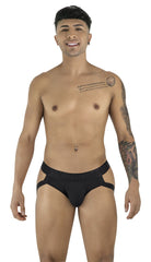 Black candyman 99925 jockstrap athletic briefs with side cutouts and snug fit for active wear