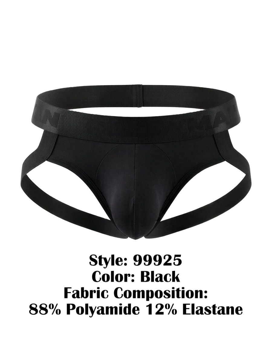 CandyMan 99925 black men’s briefs with sleek form-fitting design and supportive side straps made for comfort