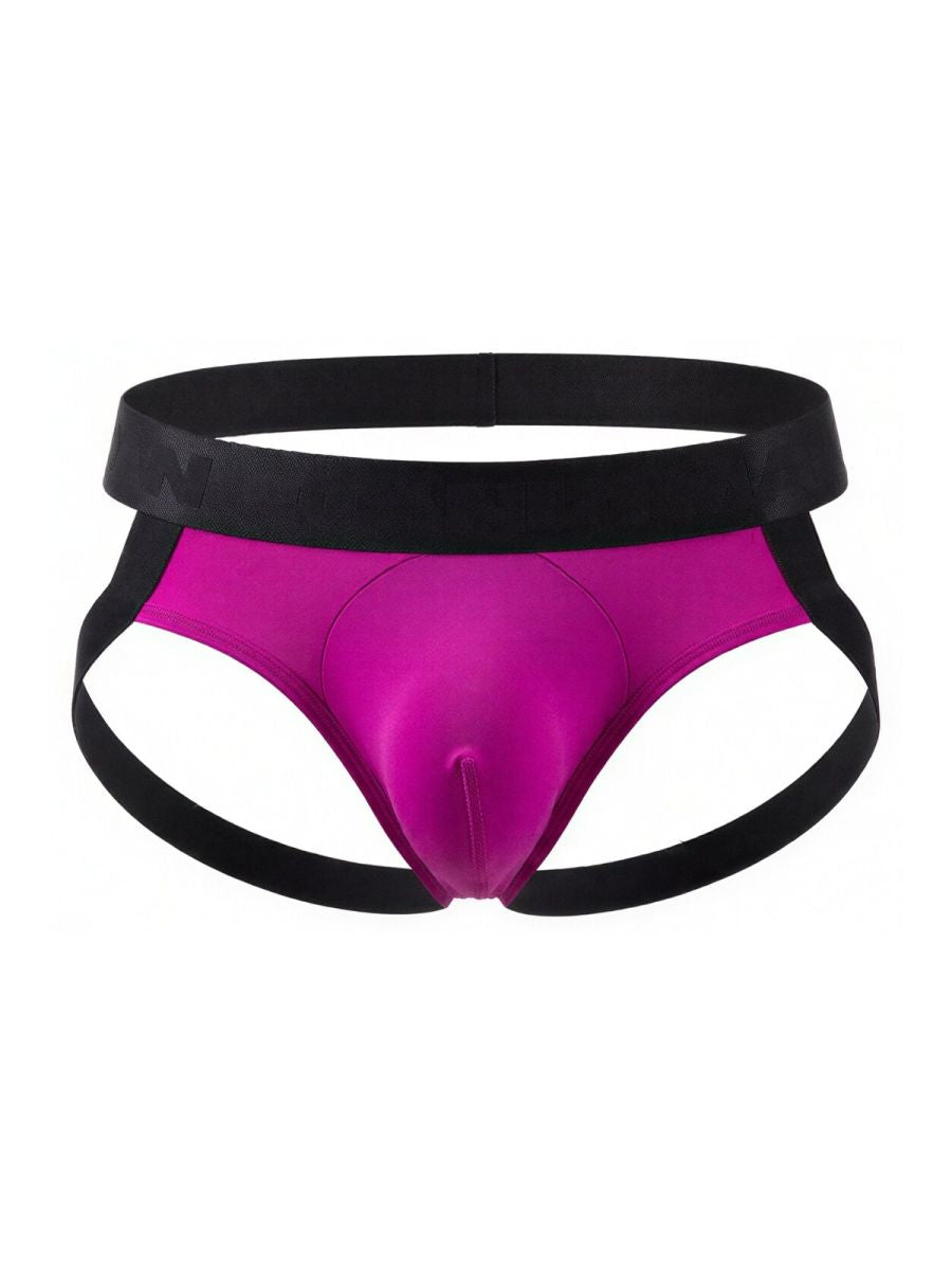 Vibrant magenta and black candy man 99925 jockstrap with sleek form-fitting athletic design for active wear