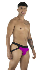 CandyMan 99925 jockstrap in vibrant fuchsia and black with sleek athletic briefs design for active wear