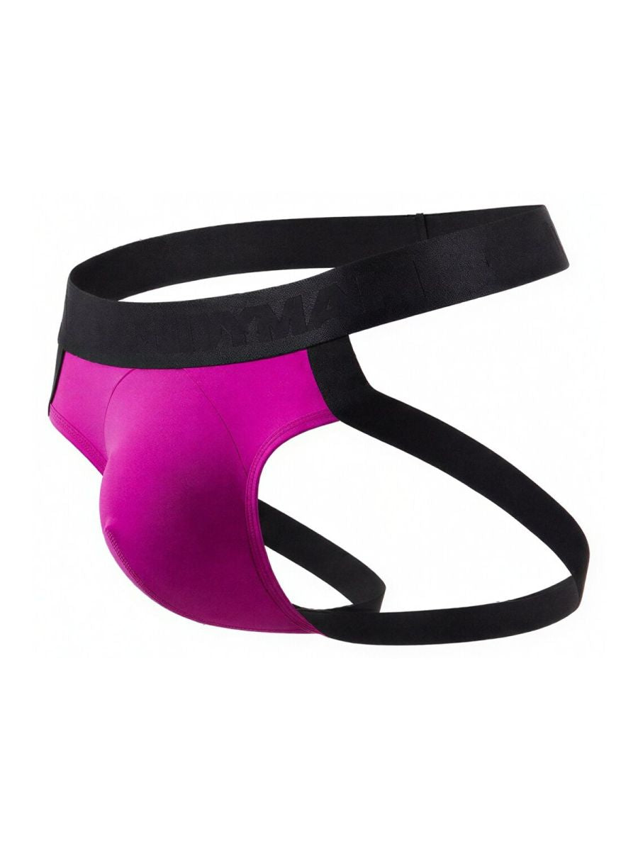 Vibrant magenta and black CandyMan 99925 jockstrap with sleek, form-fitting athletic briefs design