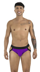 Purple and black CandyMan 99925 jockstrap briefs with supportive contoured design in orchid color