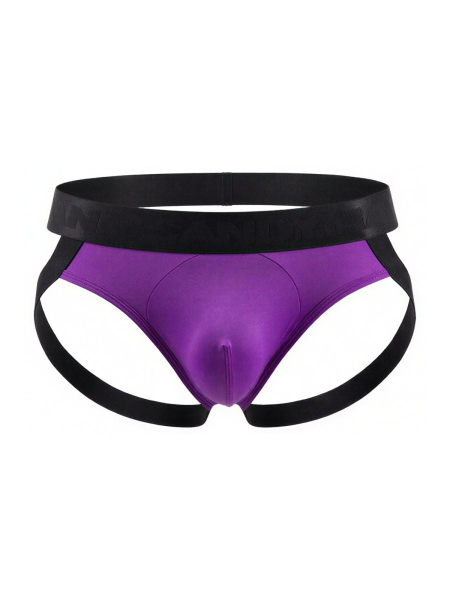 Candyman 99925 jockstrap color orchid purple and black athletic briefs with sleek form-fitting design