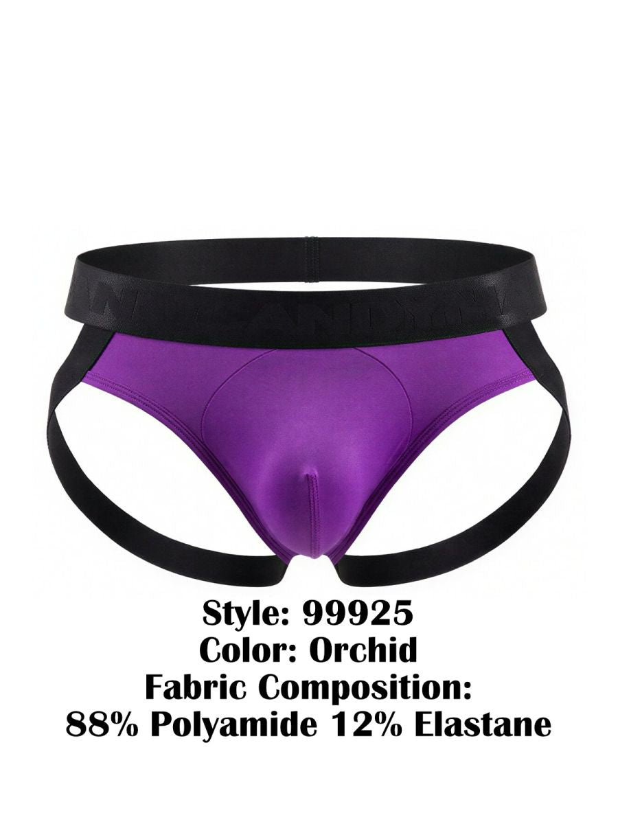CandyMan 99925 jockstrap orchid color purple briefs with black waistband and straps made of polyamide and elastane