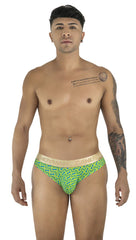 CandyMan 99926 briefs green and blue patterned men’s underwear with beige waistband featuring candy brand name