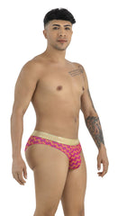 Pink and gold patterned CandyMan 99926 briefs with metallic waistband in printed pink color