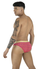 CandyMan 99926 briefs in vibrant pink with bold yellow wavy pattern and beige waistband for stylish comfort