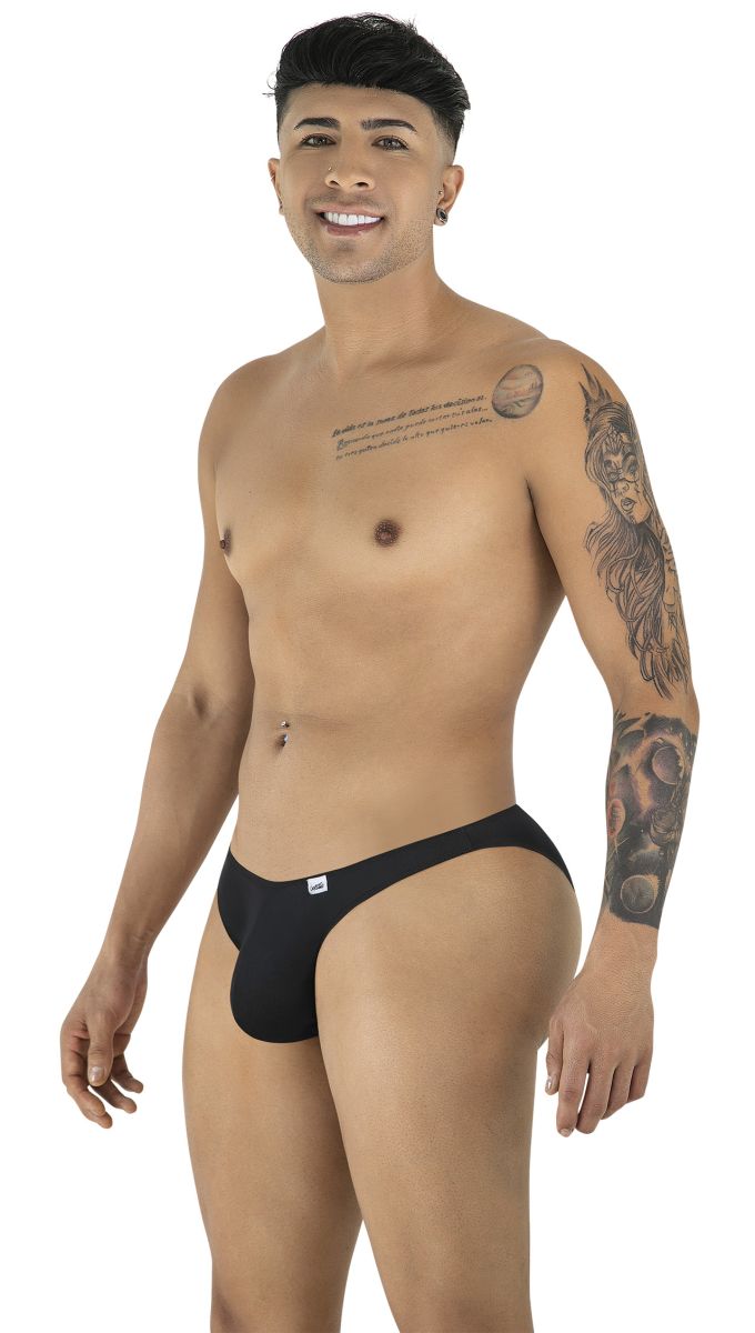 Black candyman 99928 bikini briefs with a form-fitting design and a small white logo on the left hip
