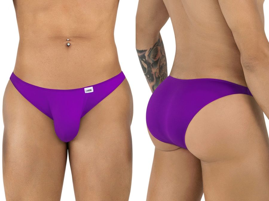 Purple candy man 99928 bikini briefs in orchid color with smooth form-fitting design and white brand tag on waistband