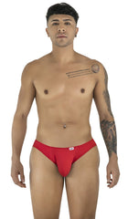 Red briefs candyMan 99929 with small white logo on left hip designed for comfortable fit and support