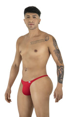 CandyMan 99930 red thong with a small white logo on the left hipband shown from the back side