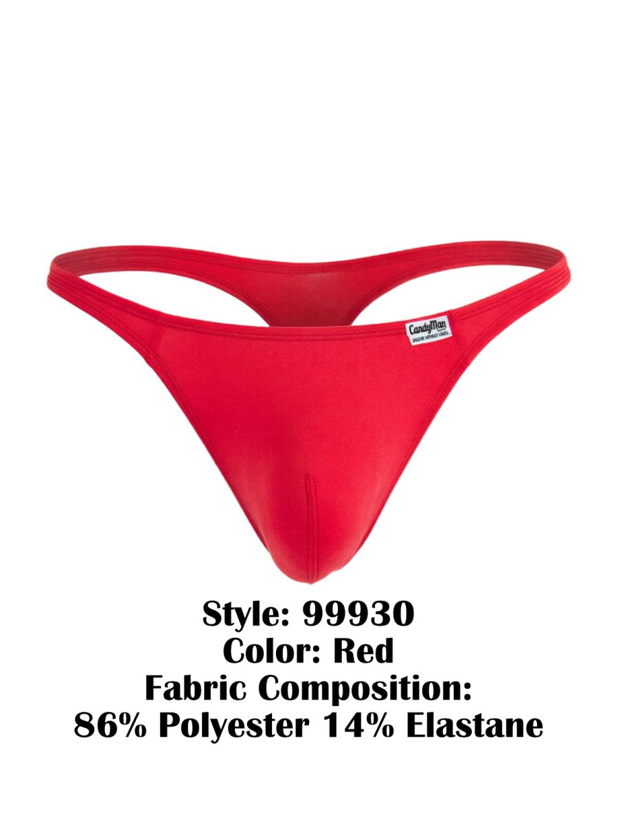 Red candyman 99930 thong in red with smooth form-fitting design made of 86 polyester and 14 elastane