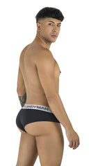 Black candyman 99932 briefs with contrasting white waistband featuring bold black brand name in black and silver colors