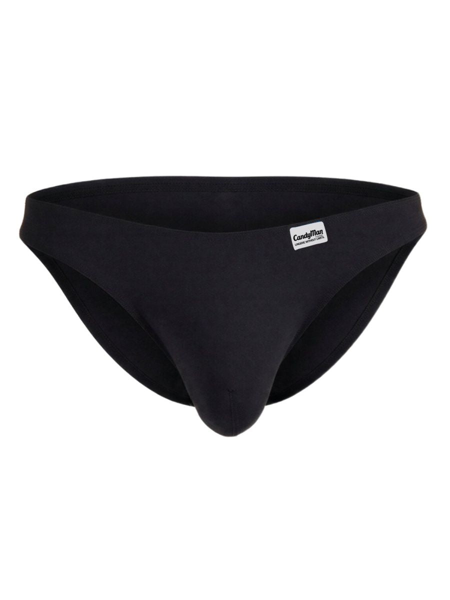 Black candyman 99932 briefs with a smooth form-fitting design and small white brand tag on the waistband