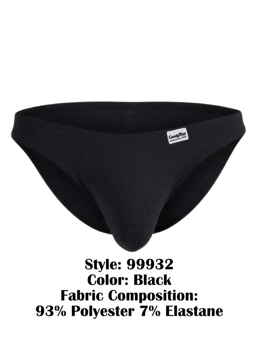 Black candyman 99932 briefs made from stretchy 93 polyester 7 elastane blend for comfortable fit