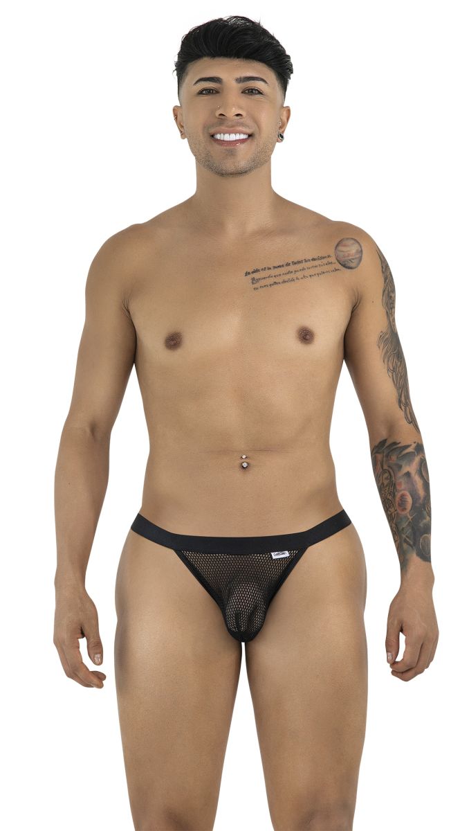 Black mesh briefs with a solid black waistband from candyman 99933 bikini color black mesh collection