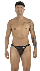 Black mesh briefs with a solid black waistband from candyman 99933 bikini color black mesh collection