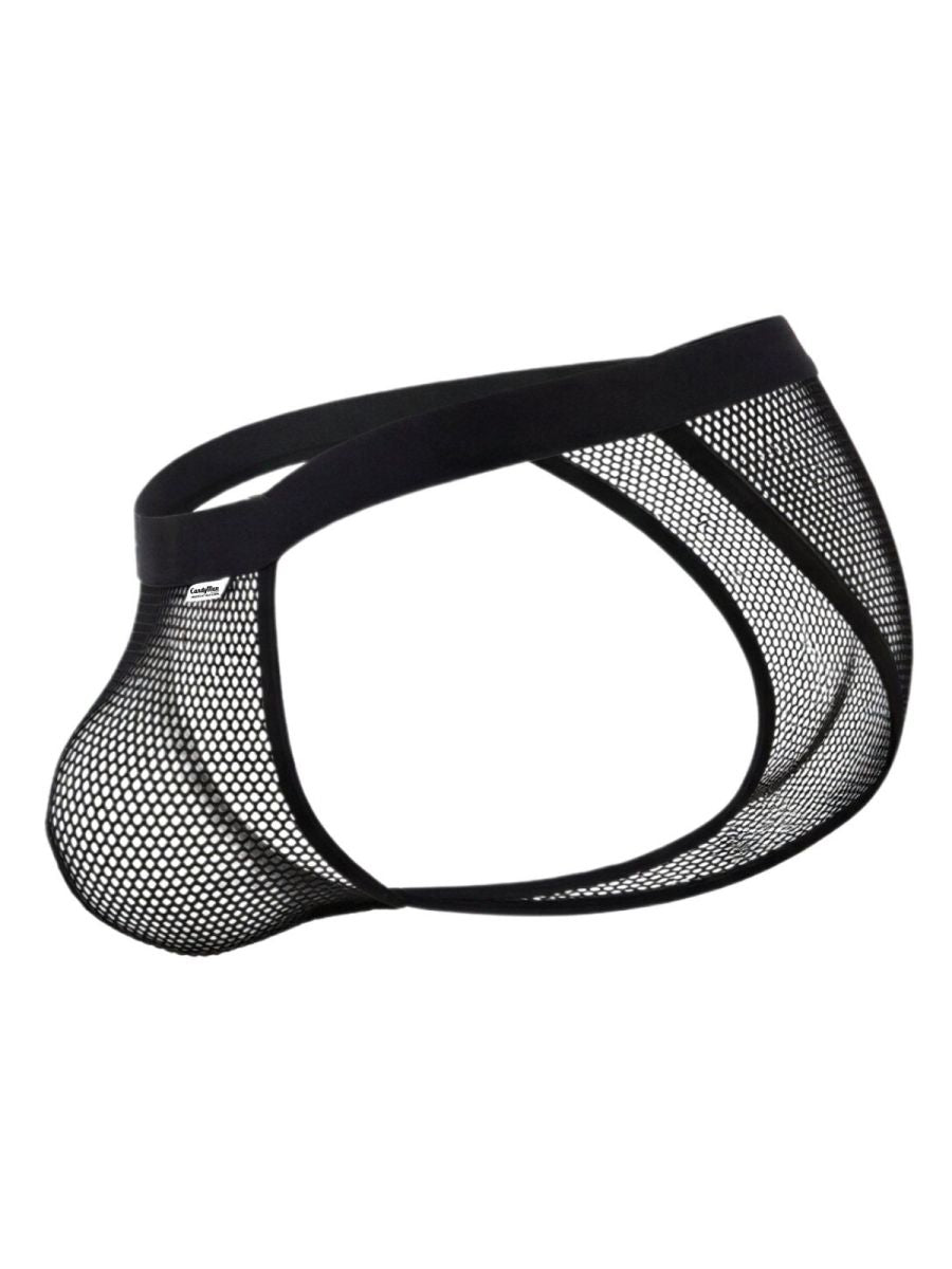 Black mesh briefs with a solid elastic waistband from Candyman 99933 bikini color black mesh collection