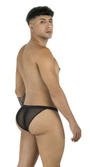Candidman 99933 bikini black mesh briefs with a sleek form-fitting design showing the front side