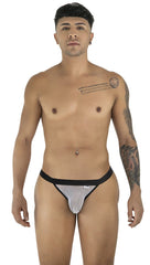 Black and silver mesh thong bikini with black waistband in CandyMan 99933 bikini color white mesh product image