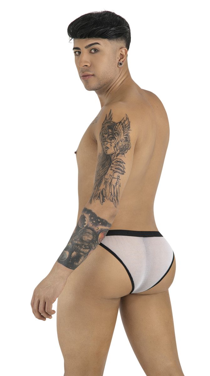 White mesh briefs bikini with black trim by candyman 99933 showcasing breathable mesh material and stylish contrast trim