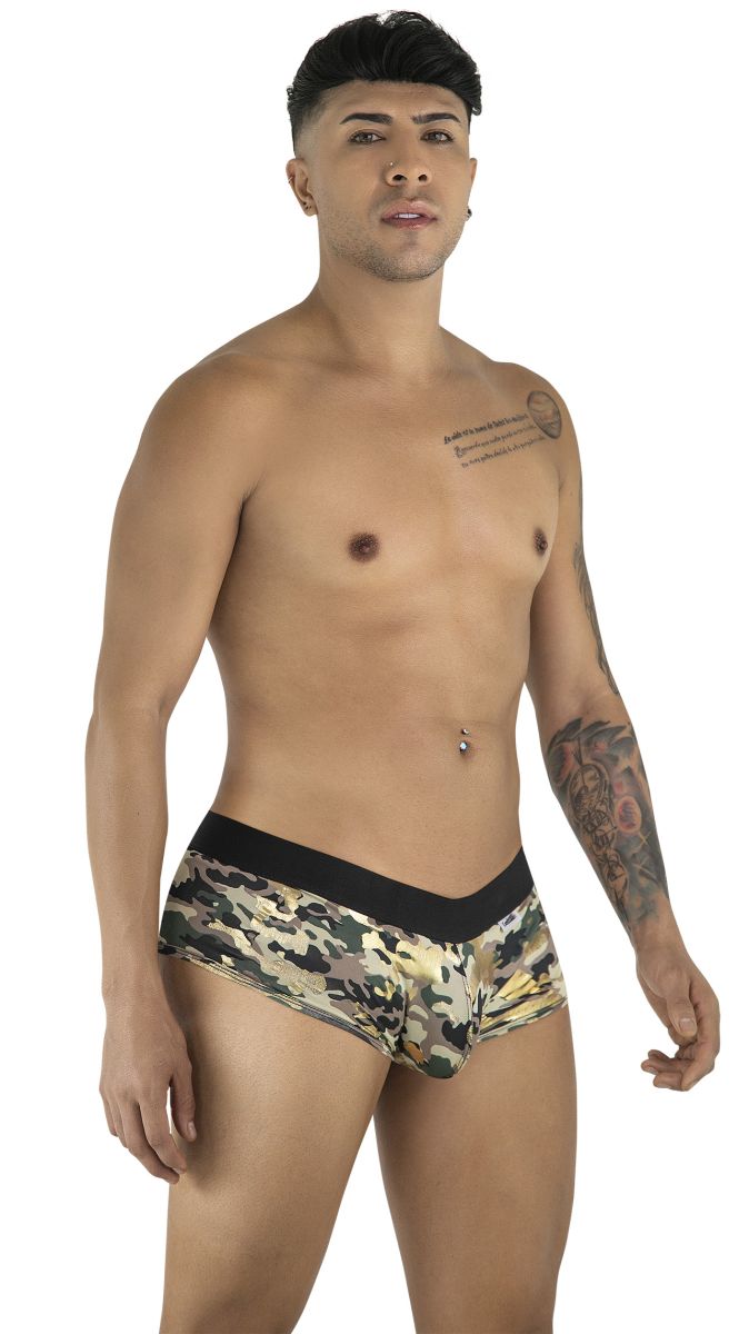 Camouflage patterned briefs candy man 99937 trunks color camo with black waistband for casual wear