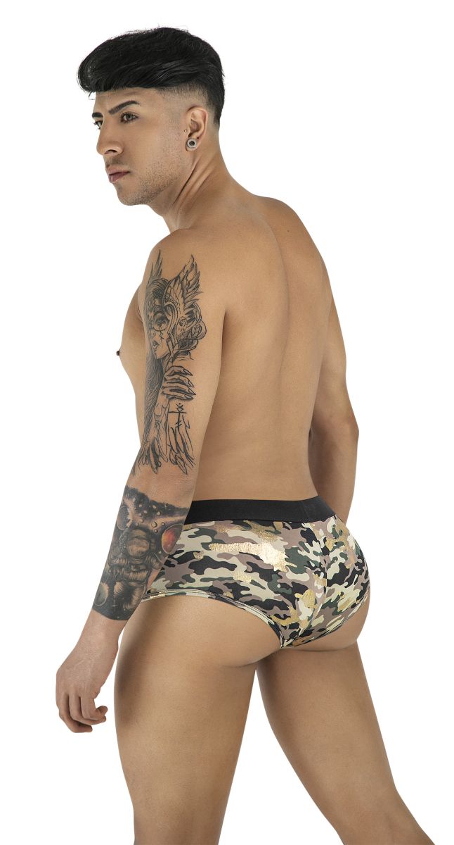 Candy man 99937 trunks camouflage color briefs with black waistband designed for comfortable everyday wear