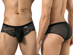 Slip pour homme en maille et dentelle séduisante CandyMan 99970, couleur noir