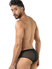 Slip pour homme en maille et dentelle séduisante CandyMan 99970, couleur noir