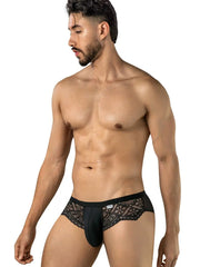 Slip pour homme en maille et dentelle séduisante CandyMan 99970, couleur noir