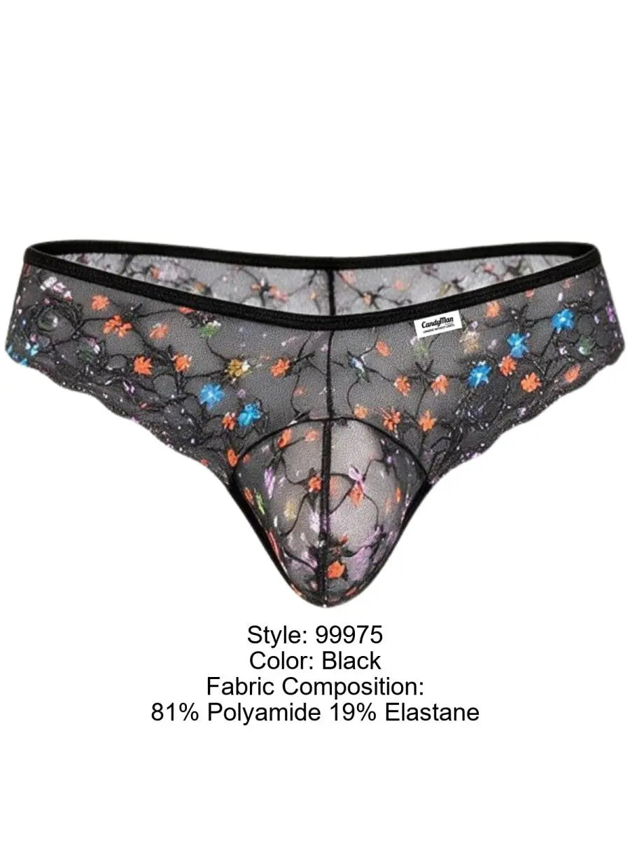CandyMan 99975 Herrenunterwäsche bedruckte Netz-Tangas Farbe Schwarz
