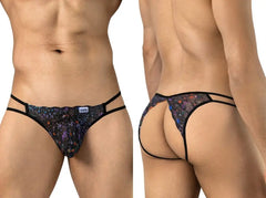 Jockstrap pour homme CandyMan 99977, en résille imprimée séduisante, couleur noir