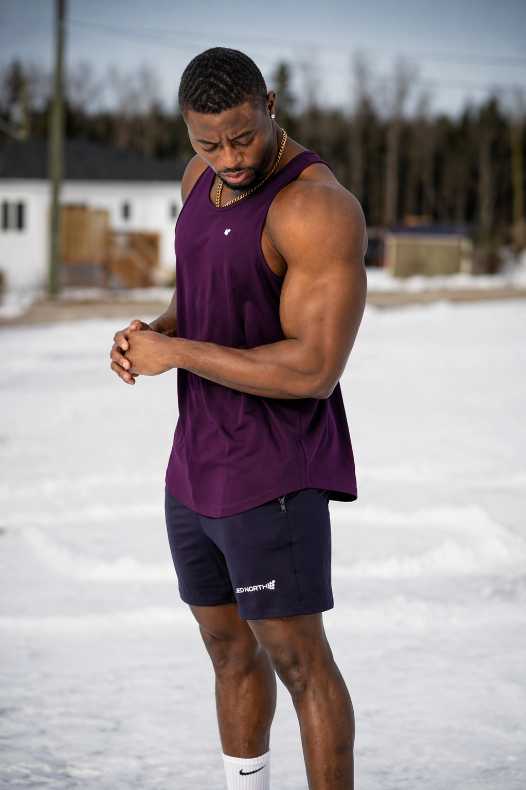 Jed North Herren Fast-Dry Bodybuilding Workout Stringer - Dunkellila