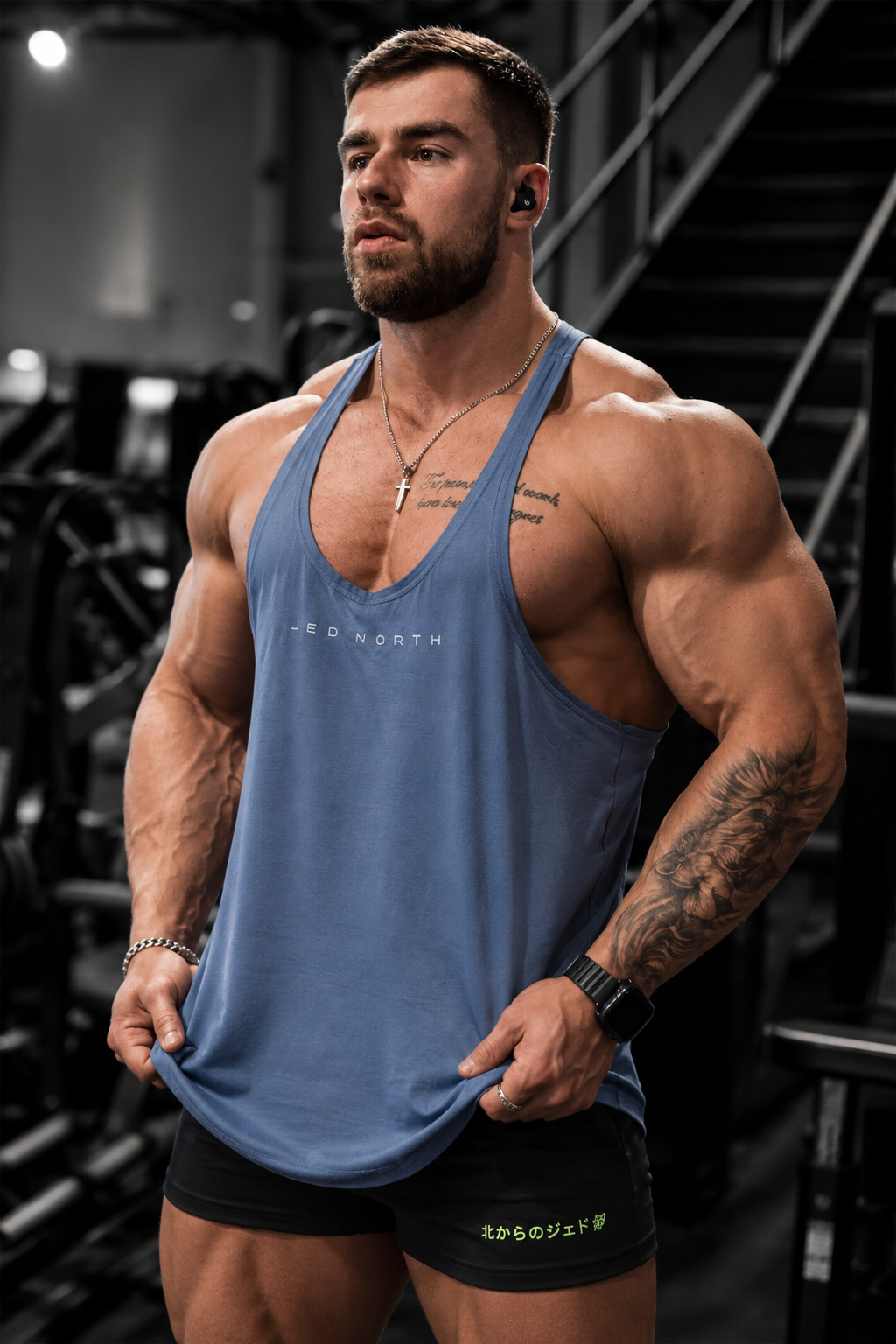 Jed North Herren Classic Bodybuilding Racerback Stringer - Blau