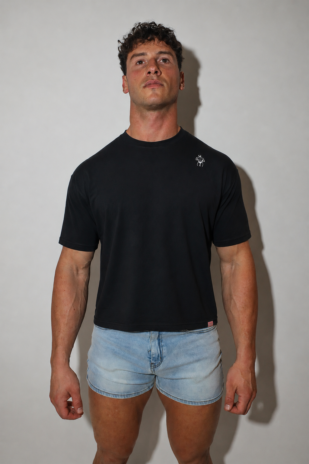 JJ Malibu Men's Oversized Relaxed Crop Top - Midnight Black