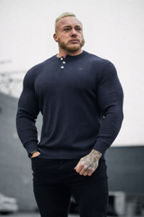 Jed North Men's Classic Henley Sweater  - Dark Gray