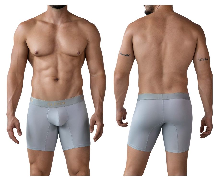 Light gray clever 2027 valladolid boxer briefs for men with smooth form-fitting fabric and subtle waistband branding