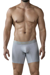 Light gray form-fitting clever 2027 valladolid boxer briefs with a subtle gold logo on the waistband