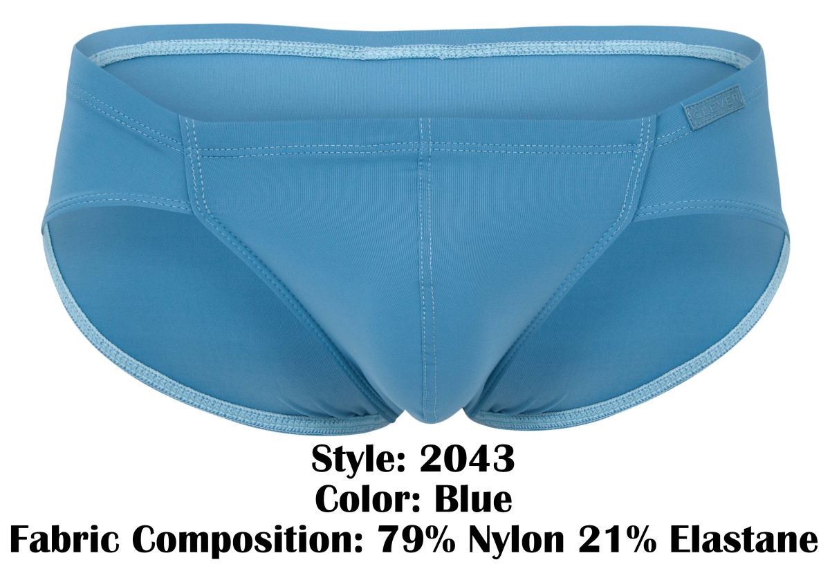 Clever 2043 Mendoza briefs in blue with subtle ribbed texture made of 79 nylon and 21 elastane with light blue trim
