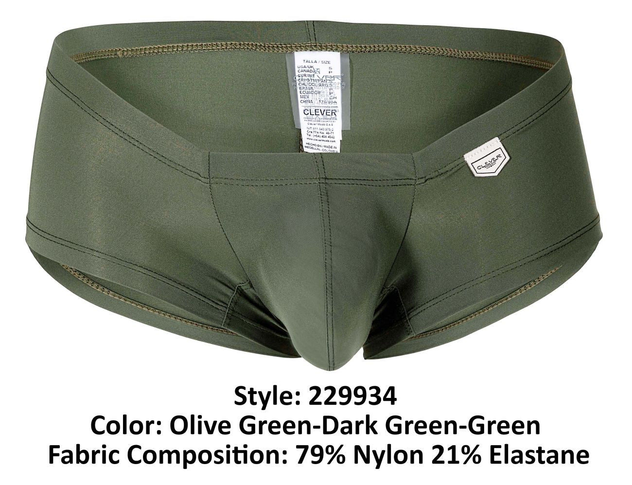 Clever 229934 3er-Pack Australian Latin Trunks, Farbe Olivgrün-Dunkelgrün-Grün