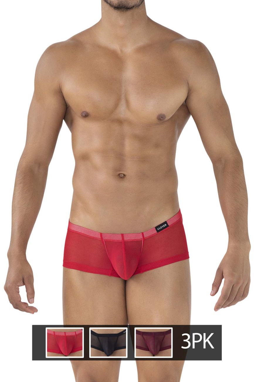 Clever 229937 3er-Pack Australian Latin Trunks Trunks Farbe Rot-Schwarz-Traube