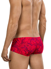 Red and purple marbled patterned clever 26026 helion trunks men’s briefs in bold vibrant modern style
