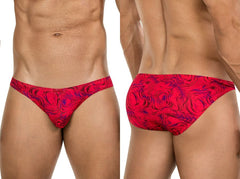 Clever 26028 helion bikini in vibrant red with purple marbled pattern and sleek form-fitting design for bold style