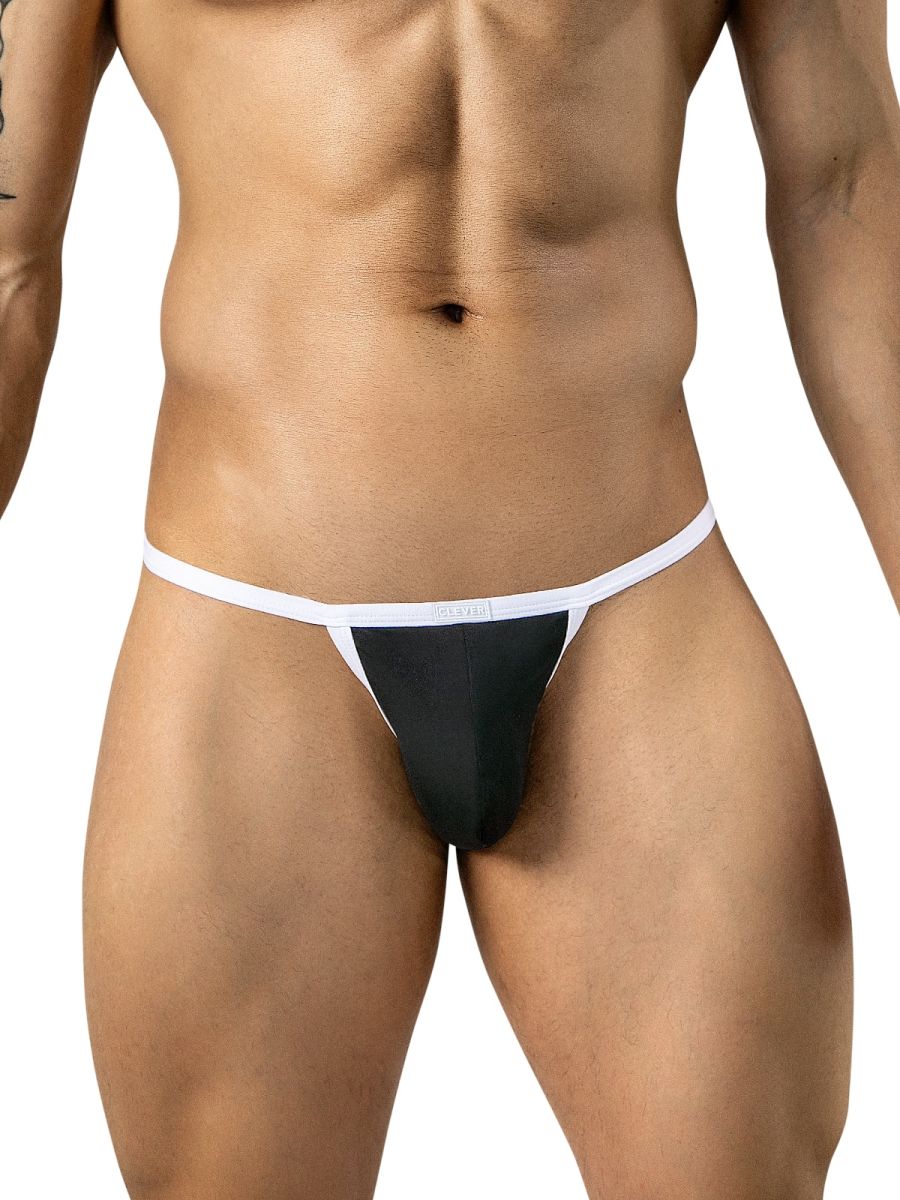 Clever Moda black Boreas briefs with a white waistband worn by a man.