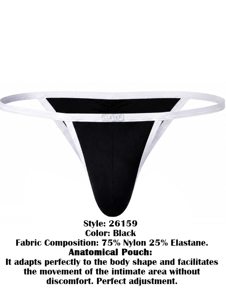 Clever Moda black briefs with contrasting white trim and waistband featuring a small logo label.