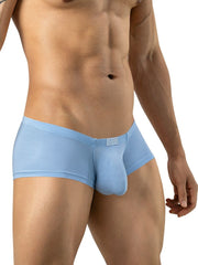 Light blue Clever Moda Cronos men's trunks with fine ribbed texture and small brand logo on waistband.