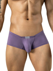 Clever Moda lilac Cronos trunks for men featuring a subtle textured pattern and a logo tag on the front waistband.