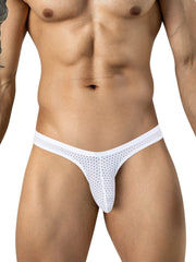 Clever Moda white mesh brief underwear worn by a man.